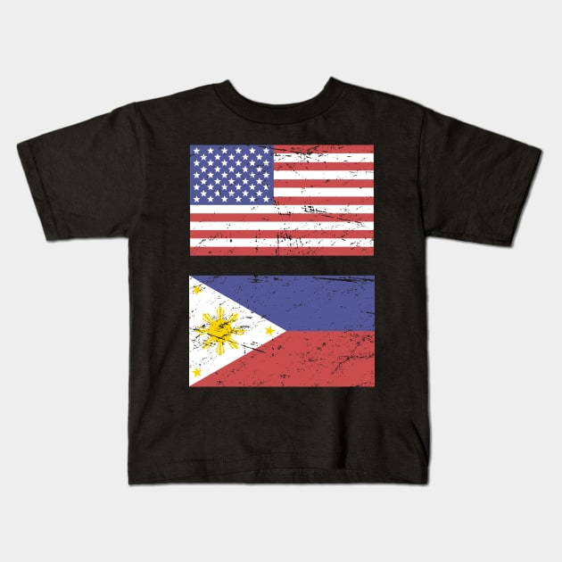 United States Flag & Philippines Flag Kids T-Shirt by MeatMan